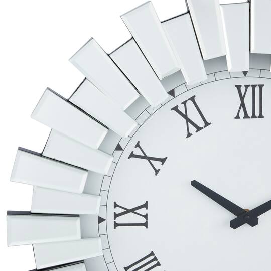 Silver MDF Glam Wall Clock, 20" x 3" x 20"